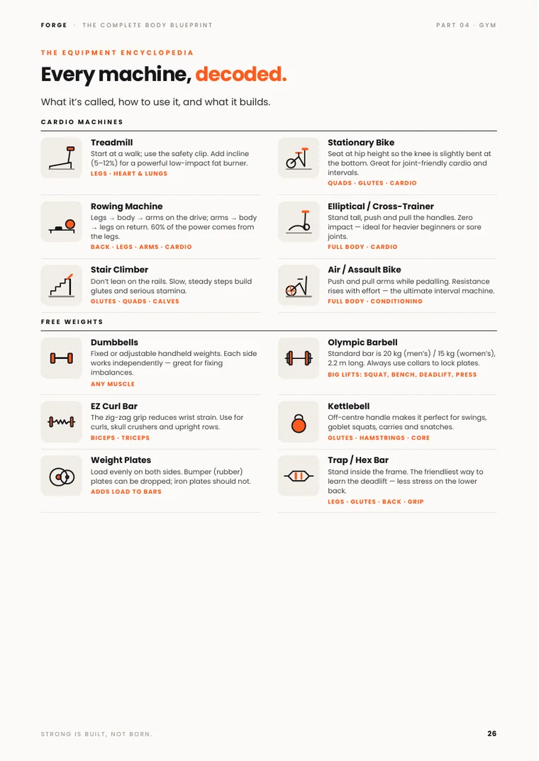 Gym equipment encyclopedia page