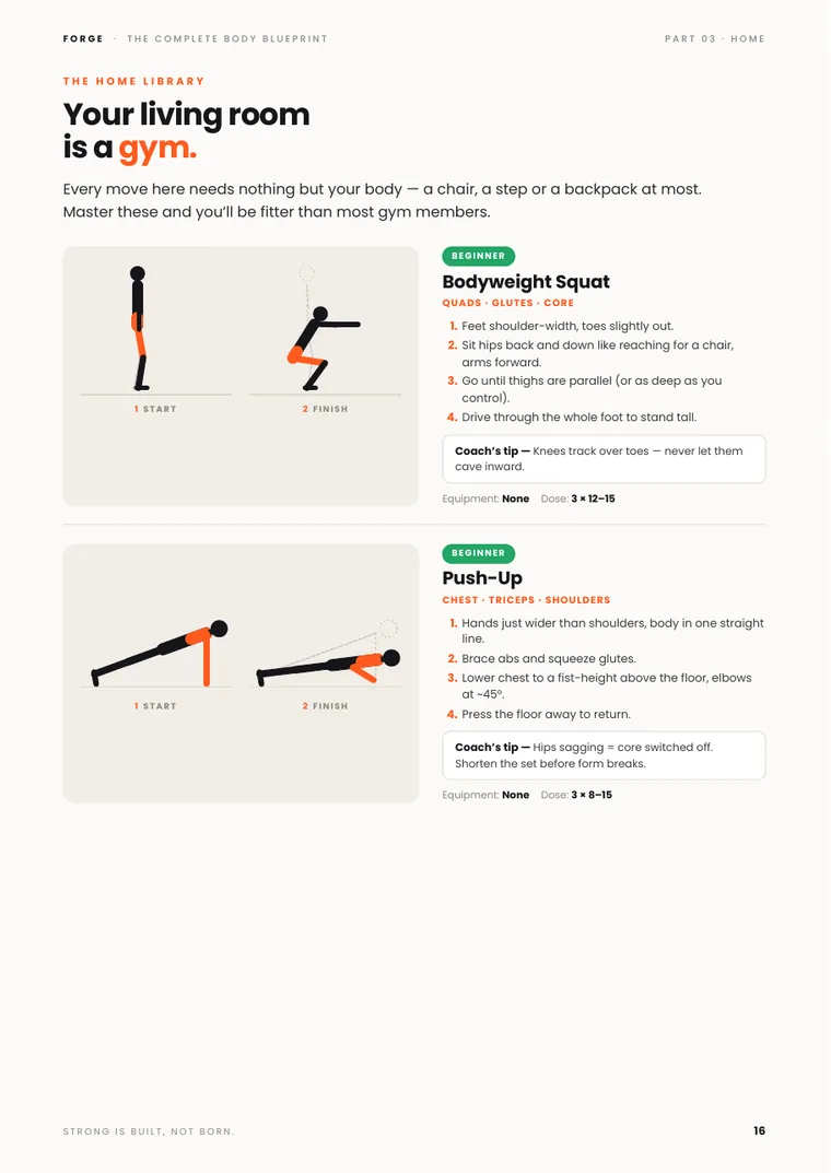 Home exercise library page