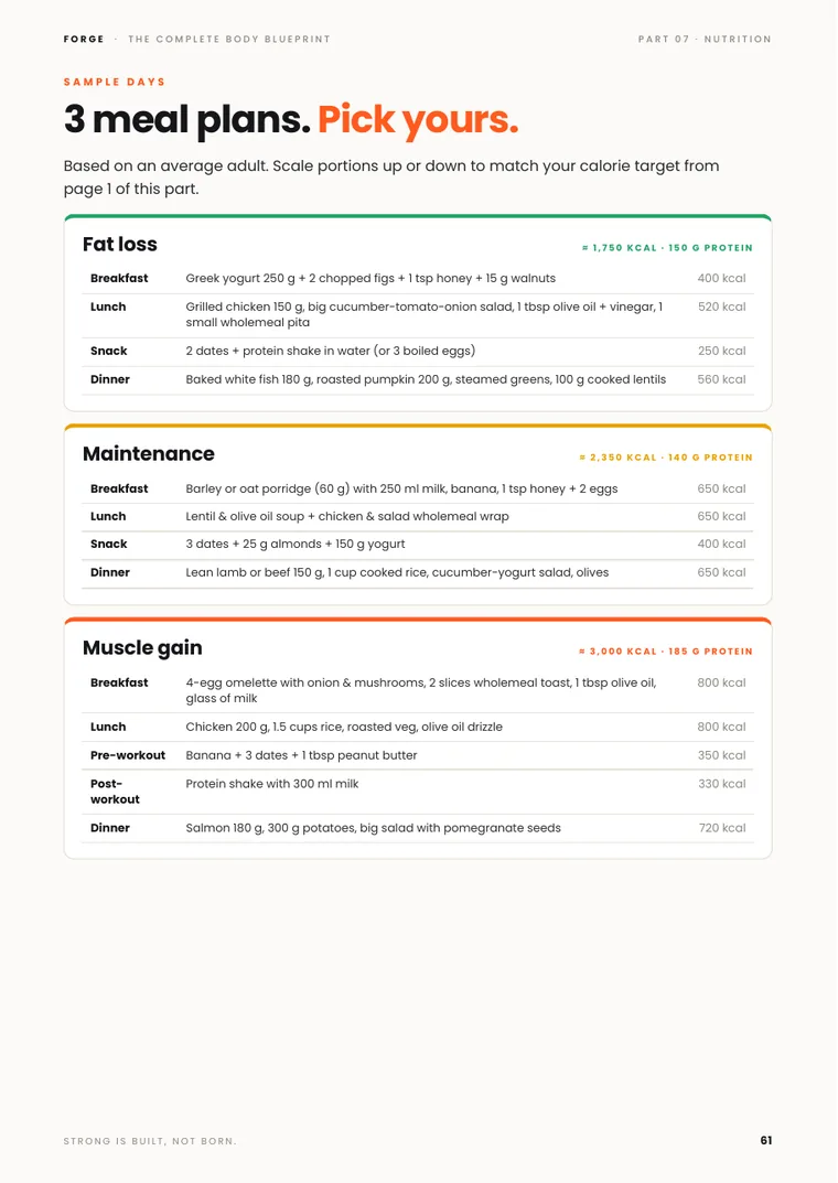 Meal plans page